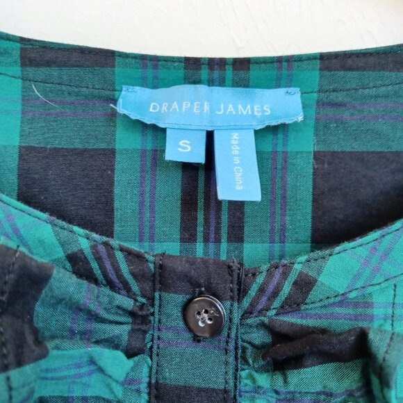Draper James Plaid Blouse Green Tartan Ruffle Detail Womens size Small - Picture 4 of 11